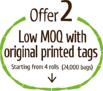 [Offre2] Faible MOQ avec étiquettes orijinales imprimées à partir de 4 rouleaux (24.000 sacs)